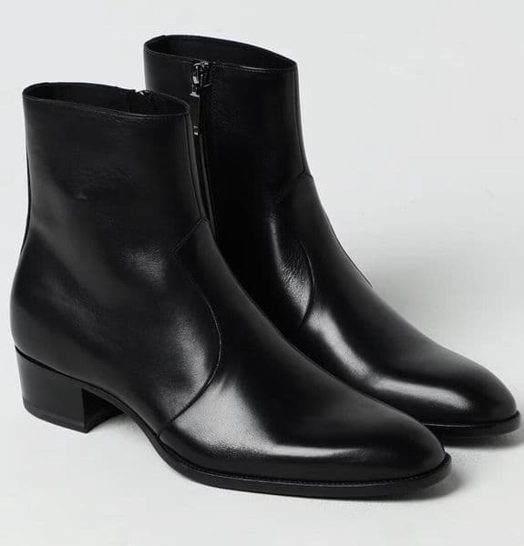 Italy Brand Men Wyatt Suede Ankle Boots Block Heels Brown Suede & Black Leather Chelsea Boot Evening Party Dress Men's Booties Comfort Luxury Booty EU38-47