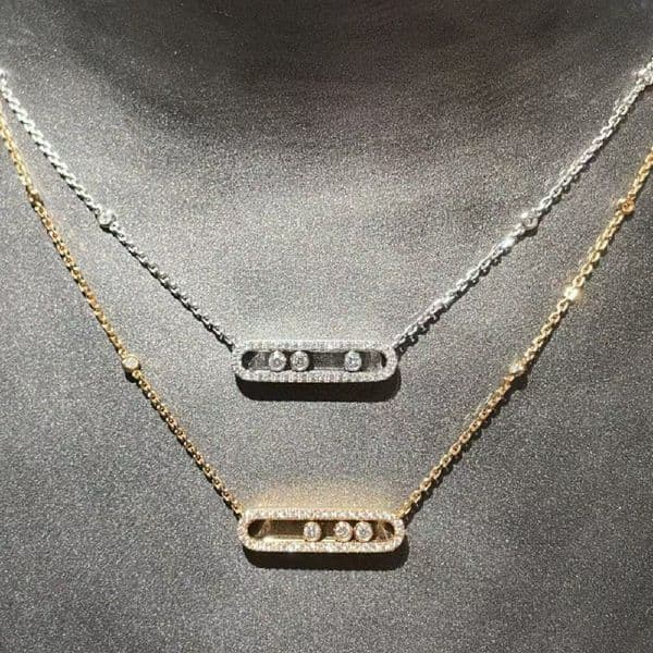 Version Three Trumpet Sliding Full Diamond Necklace Niche All-In-One High Sense Geometric Designer Pendant Jewelry Women