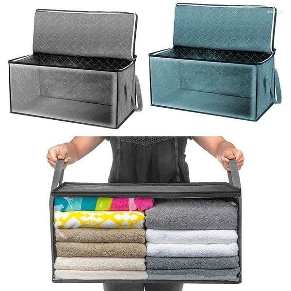 Storage Bags Clear Window Foldable Clothes Bag Large Capacity Non-woven Dust-proof Self Seal Organize Travel Waterproof Pouch