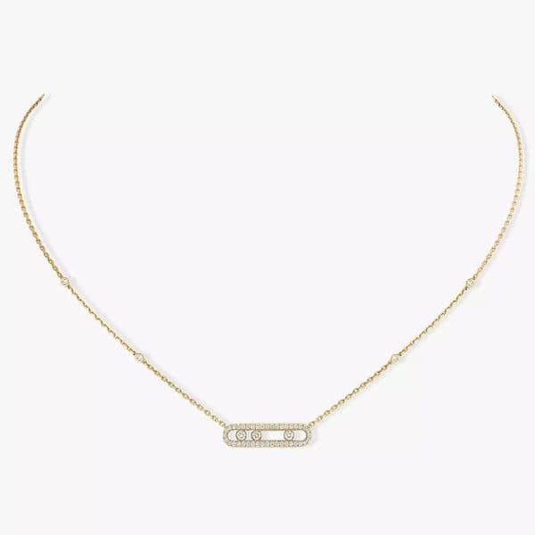 High version three trumpet sliding full diamond necklace niche all-in-one high sense geometric designer pendant jewelry women ok