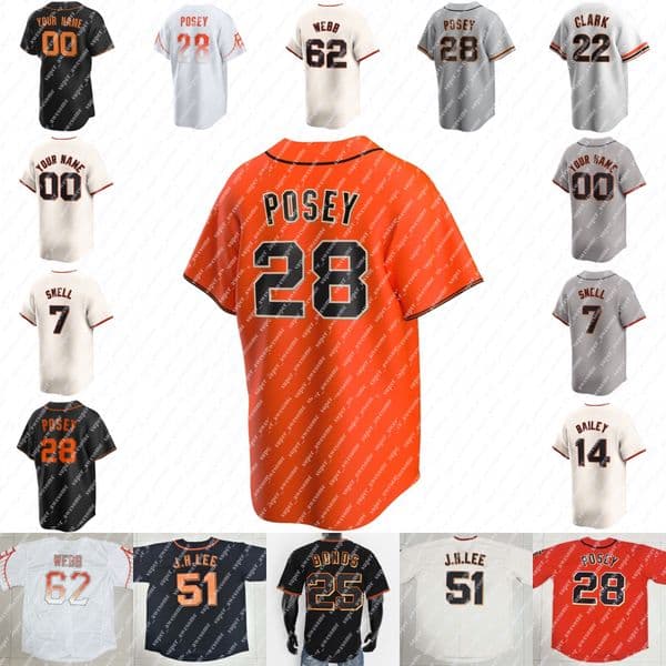Matt Chapman Baseball Jersey Willy Adames Logan Webb Jung Hoo Le Wilmer Flores Heliot Ramos Camilo Doval Fitzgerald LaMonte Wade Jr. Buster Posey Barry Bonds LINCECUM