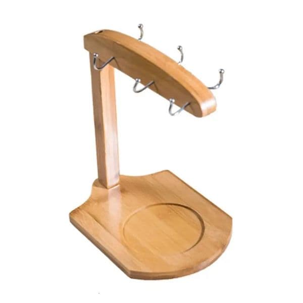 Cup Holder Mug Rack - Bamboo Coffee Cup Rack Home Storage Creative Tea Mug and Saucer Display Organizer-Holds 6 Mugs 240329
