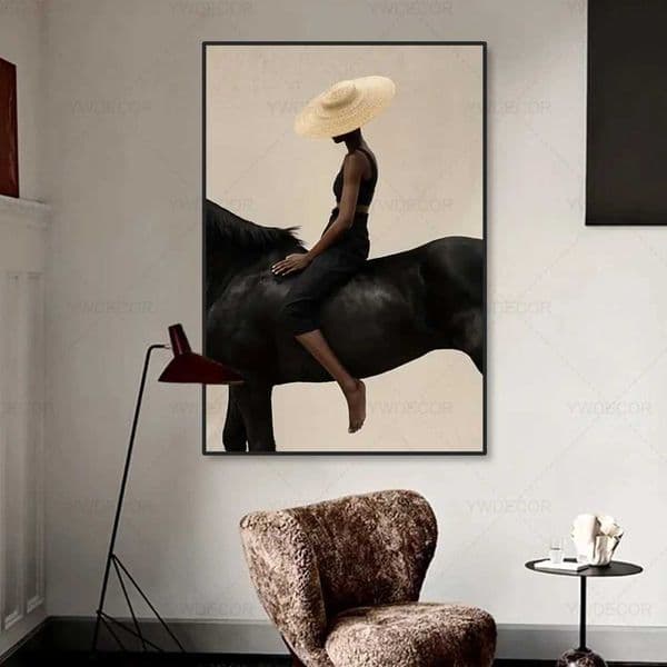 Modern Black Horse Canvas Art Luxury Artwork Painting For Bedroom Office Living Room Wall Decor 26L0423