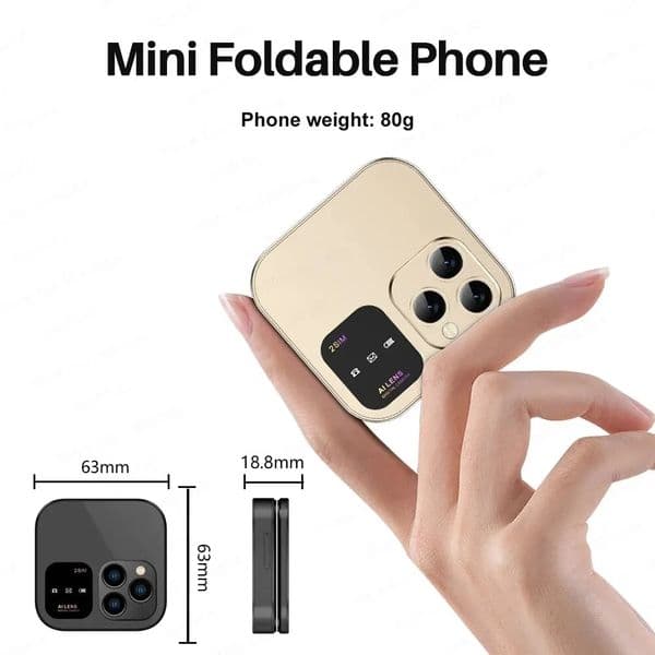 I16 Pro Unlocked Cell phones Mini Keypad Phone Foldable Mobile Phone Smallest Flip Cellphone 2G GSM Dual SIM Card Speed Dial Video Player Magic Voice 3.5mm Jack FM