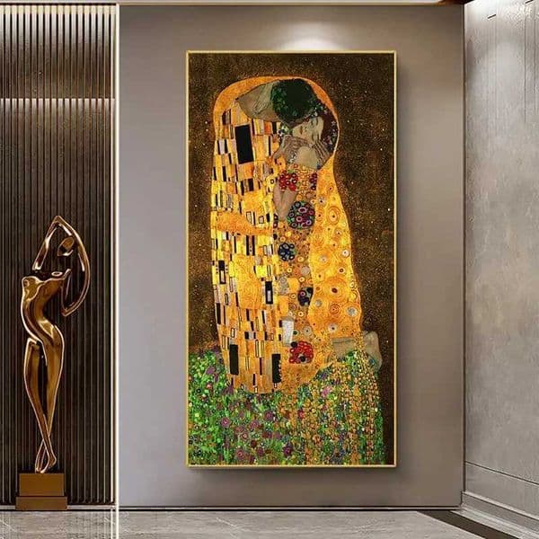 Gustav Klimt Kiss Lover Canvas Art Print Painting Romantic Couple Poster Print Famous Artist Wall Picture for Living Room DecorXJ241104
