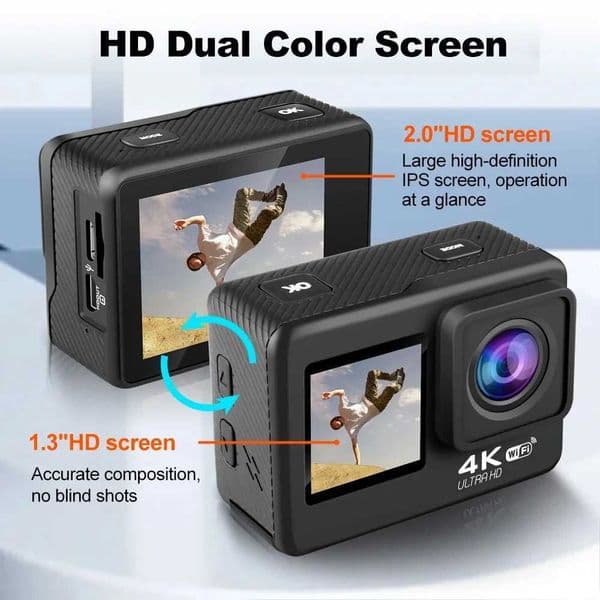 New Arrival Action camera 4K WiFi 170 wide-angle Len dual Sn display video camera 30M waterproof sports camera Z241104