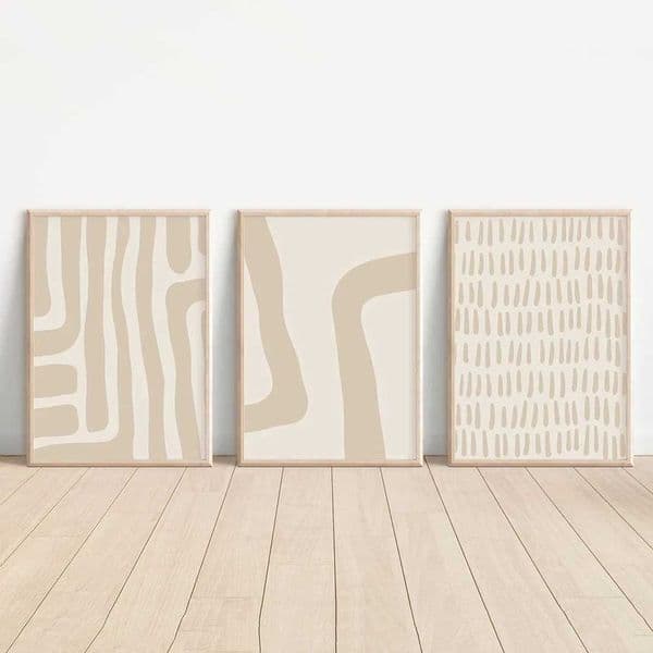 Boho Abstract Geometric Mid Century Poster Print Beige Canvas Painting Modern Neutral Wall Art Pictures Living Room Home DecorXJ241104