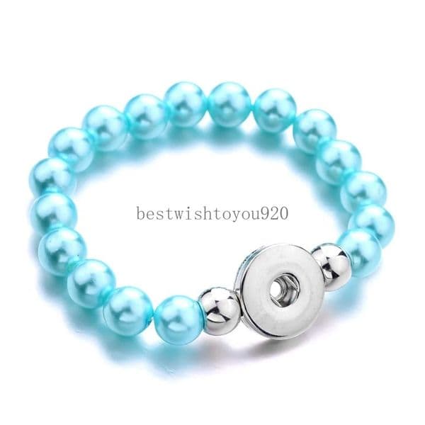 10mm Imitation Pearls Bead Snap Bracelet Fit Snap Buttons Jewelry Handmade Beaded Bracelet