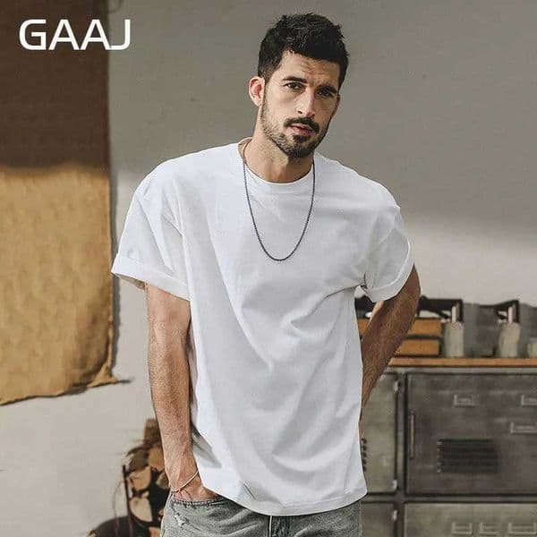 100 womens heavy-duty cotton T-shirts short Sve flat top solid oversized T-shirt 8.8oz 250gsm clothing W241105
