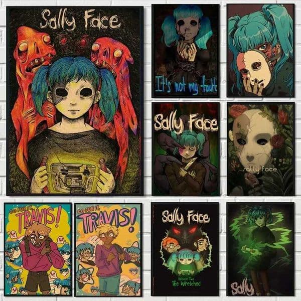 Sally Face Game Inspired Wall Art High Quality Canvas Prints Horror Suspense Theme Ideal for Home Room Decor ic AnimeXJ241104