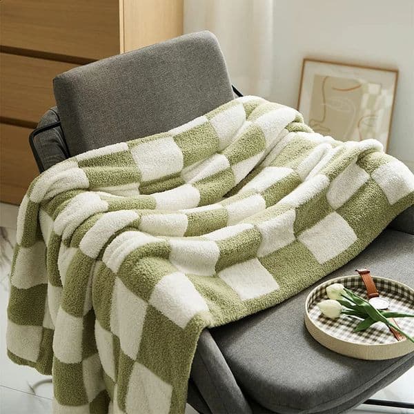 Throw Blankets Checkerboard Grid Chessboard Gingham Warmer Soft Plush Reversible Cozy Sheet Decor For Home Bed Couch 130X160Cm Blanket 240326 Y260525