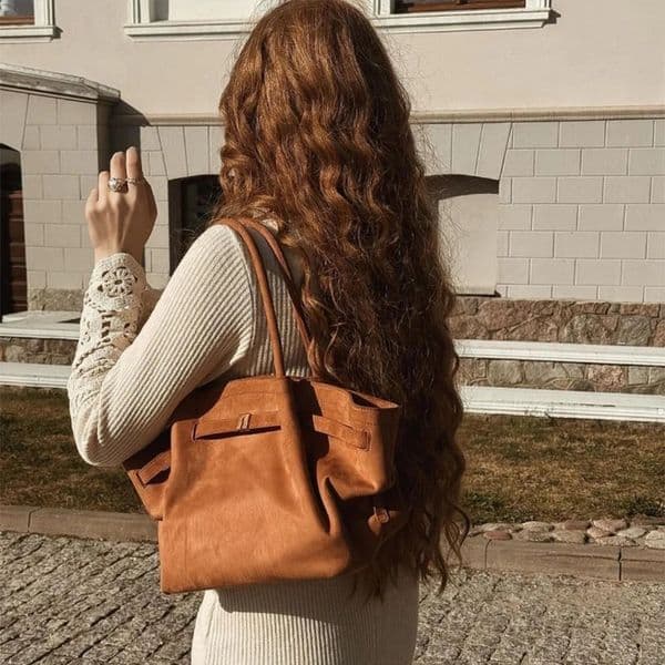 Suede Leather Underarm Shoulder Bag For Women Fashion Large Capacity Handbag n Wedding Crossbody Tote 241029
