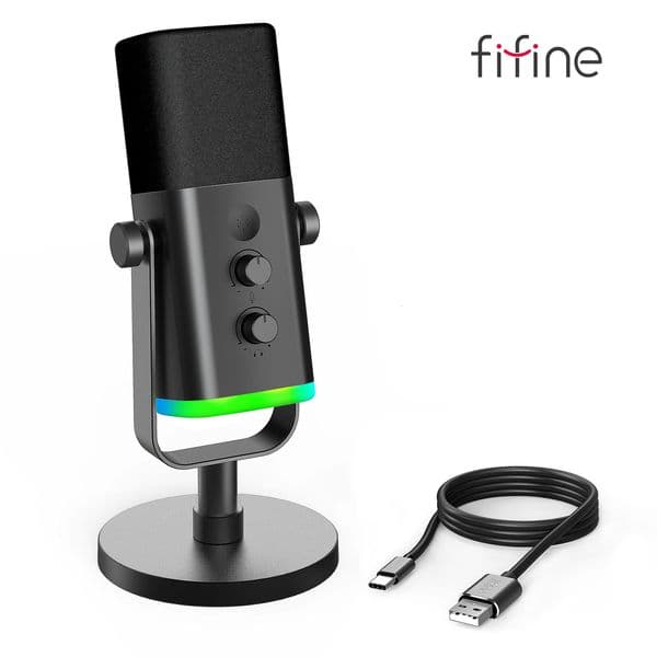 FIFINE USB/XLR dynamic microphone with RGB control/headphone jack/mute used for PC game recording streaming AmpliGame A8 microphone 241106