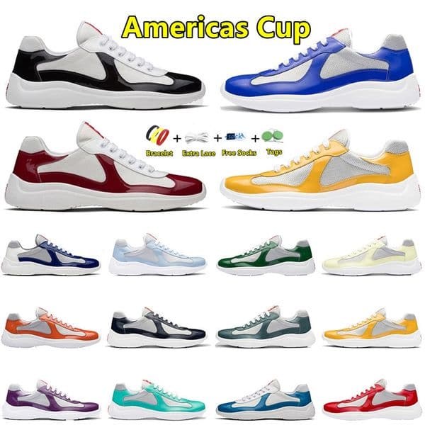 designer Americas Cup Men's Casual Runner Women Sports Low Top Sneakers Shoes Men Rubber Sole Fabric Patent Leather Trainer Jogging Walking Shoe