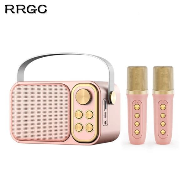 Mini karaoke machine with 2 wireless microphones portable Bluetooth ser childrens karaoke machine suitable for girls ideal birthday parties 241106