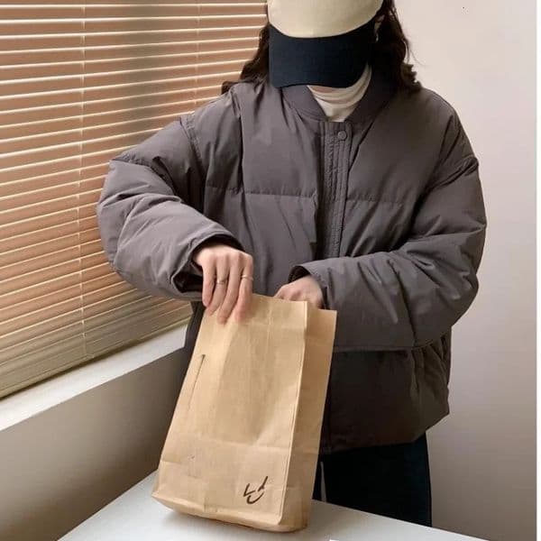 Womens jacket white down fashionable stand collar solid windproof duck down womens down jacket winter brown short 241107