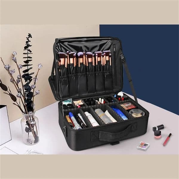 Professional Salon Barber Toolbox Makeup Train Box Makeup Bag Brush Organizer and Storage Travel Box with Adjustable Shoulder Straps 241106