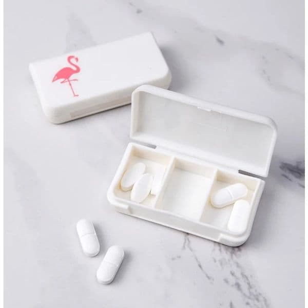 Waterproof daily pillbox, medicine organizer, vitamin holder, mini pillbox, for travel use, 3 compartments, 4 different patterns
