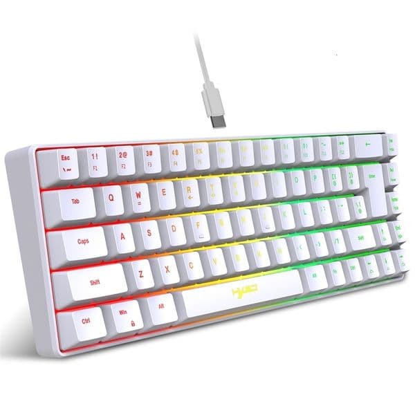 60% gaming keyboard ergonomic small film keyboard compact RGB backlit keyboard suitable for Windows PC laptop gaming 241106ww
