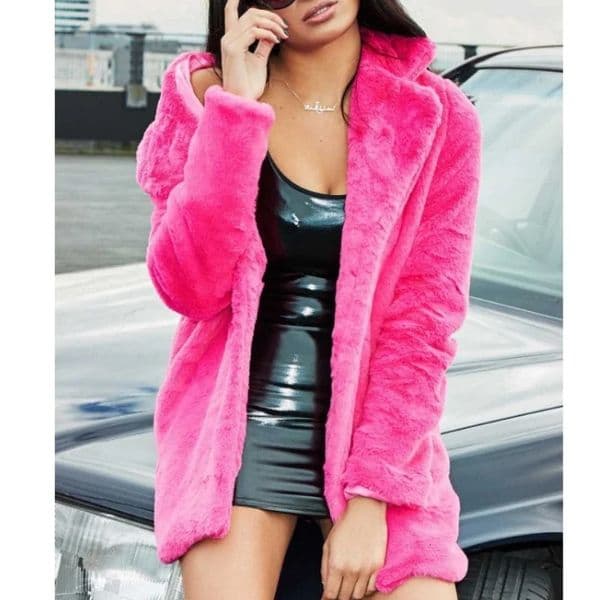 Comfortable faux fur long sleeved teddy jacket with collar autumn fashion loose fur jacket womens clothing 241107