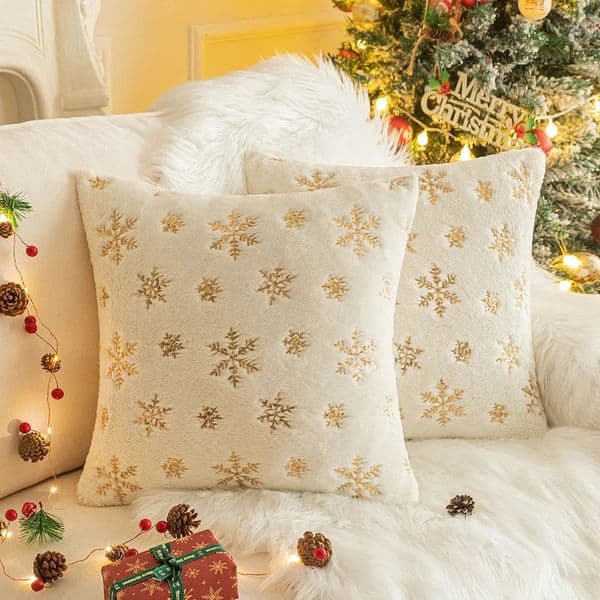 BZ016 Snowflake Throwing Pillow Christmas Solid Color Embryo Snowflake Pillow Living Room Sofa Decorative Mat 241106
