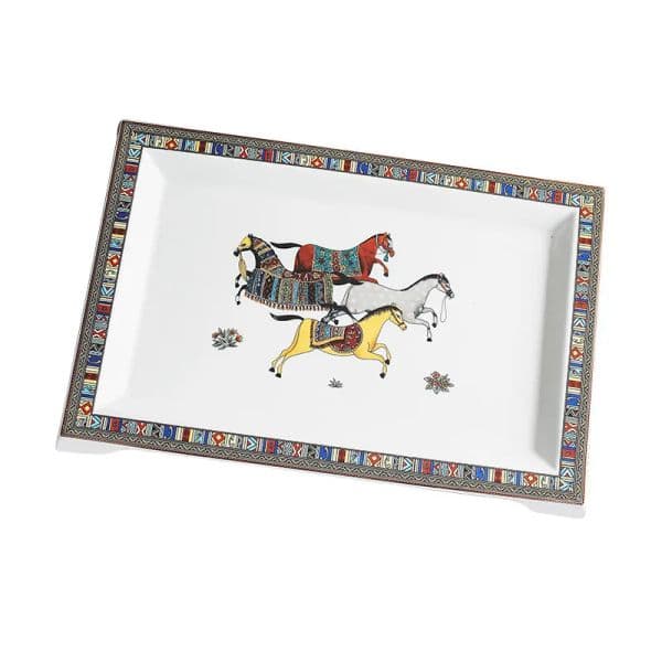 Designer Square European Creative Mosaic Edge Coffee Afternoon Tea Tableware Tray Steak Western Dessert Ceramic Plate 2323