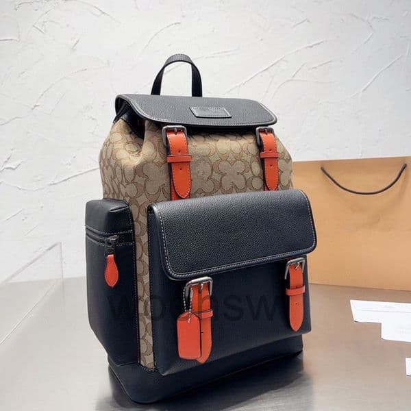 designer backpack men and women fashion backpack book bag classic old flowers Drawstring clip open and close jacquard leather schoolbag backpack88