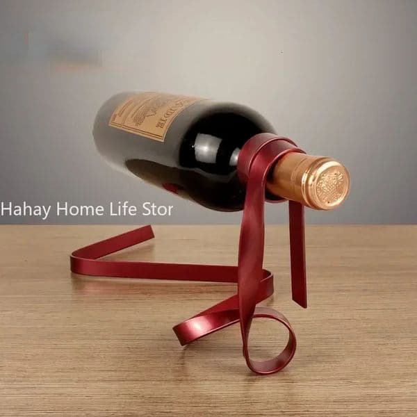 Creative Floating Iron Suspended Color Ribbon Wine Rack Poeted Bottle Holder Cabinet Stand Bracket Bar Retro Home Table Decoration 241107