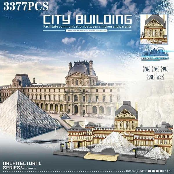 3377PCS Louvre Model Building Blocks World Famous Attractions Architectural Model Bricks Desktop Decoration Toys Gifts For AdultL260520Q7E6