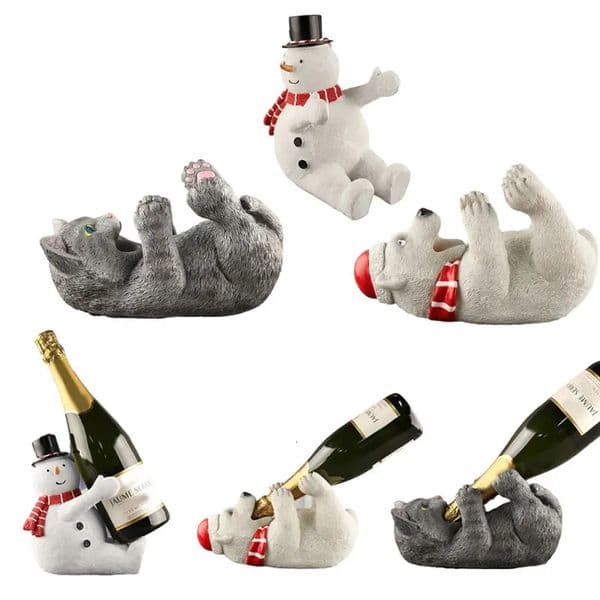 Creative wine bottle rack Christmas snowman statue decoration wine rack home holiday party decoration 241107