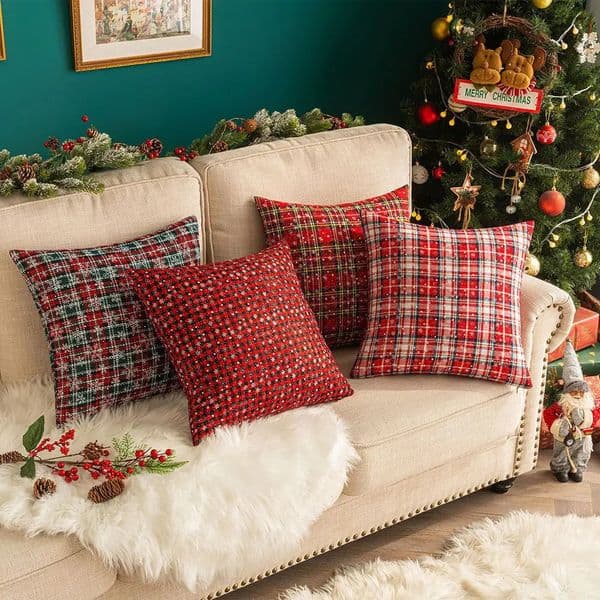 American Christmas cushion plain vintage pillow Christmas party pillow back head car countryside pillowcase 241106