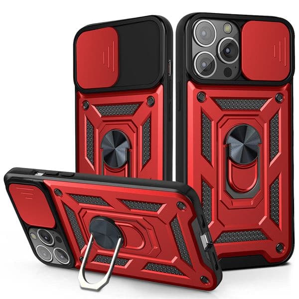 Wholesale Mobile Phone Cases For iPhone 16E 15 14 13 12 11 Pro Max XR XS Max Slide Camera Window Ring Stand Car Mount Heavy Duty Protection Case Cover For Men Women