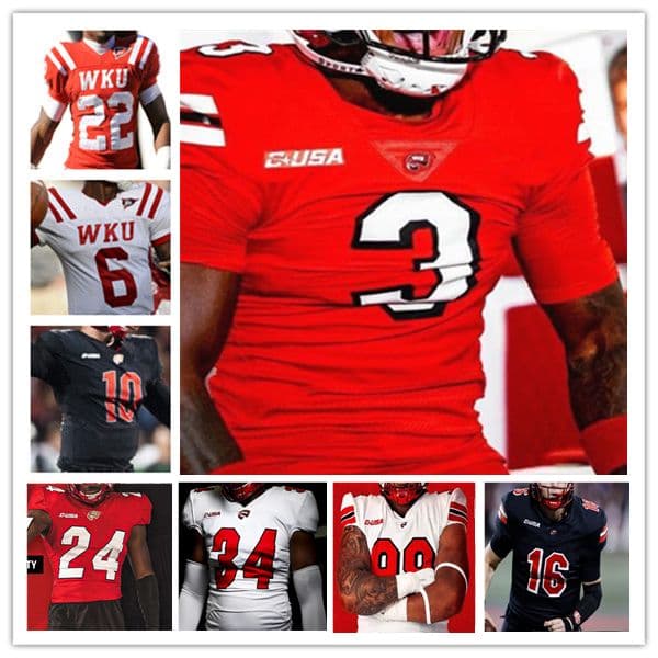Western Kentucky WKU College Football Jersey Caden Veltkamp Elijah Young George Hart III Kisean Johnson Easton Messer Devonte Mathews Upton Stout Darius Thomas 4XL