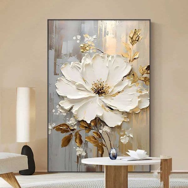 Luxury Designer Decor White Oil Paintings On Canvas Luxurious Posters And gift set Printed Floral Wall Art Porch Living Room Decorations Decoration For Home