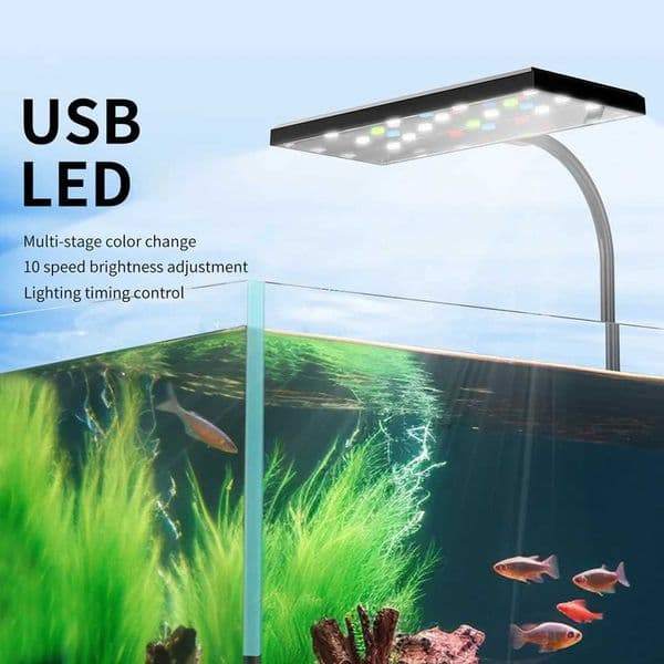 Clip On Aquarium Light Full Spectrum LED Fish Tank Lights With Adjustable Brightness 360 Rotation Dimmable Aquarium Plant LampLX241107