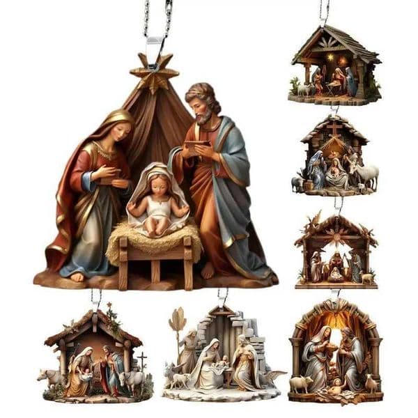 Nativity Scene Ornaments The Birth Of Jesus Decor Nativity Scene Christmas Tree Decoration Acrylic Nativity Scene Pendant Not 3DXJ241228