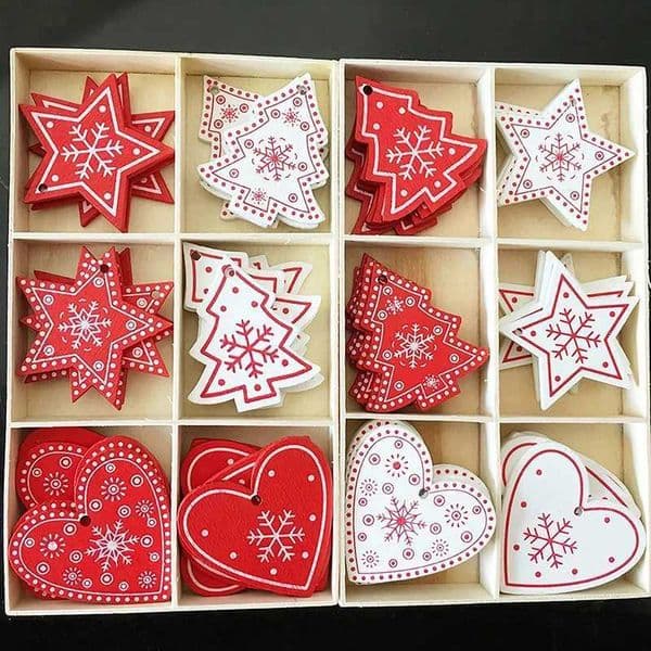10pcs/set Wooden Christmas Ornaments For Xmas Tree Hanging Pendants Decoration Party Home Wedding New Year 2024 Noel NavidadXJ241107