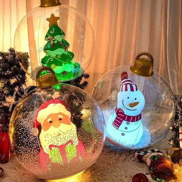 60cm Giant Luminous Inflatable Christmas Balls With Lights Pvc Outdoor Xmas Inflatable Decor Ball Holiday Yard Lawn Porch DecorXJ241107