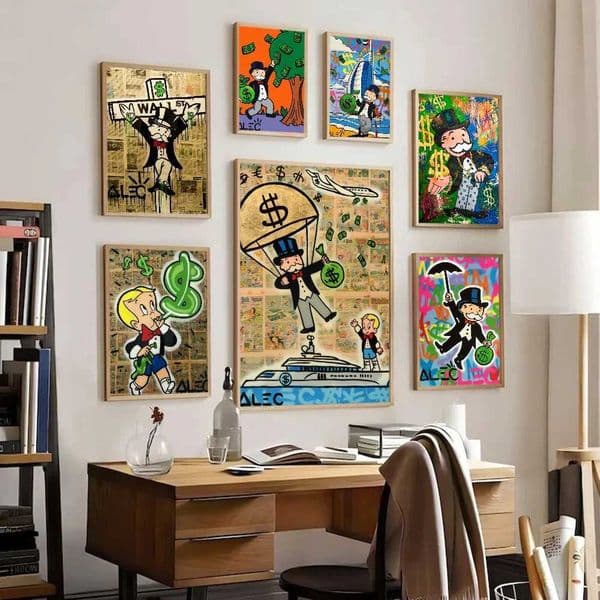 Cartoon Dollar Aalec Exclusive High Quality Printing and Poster Waterproof Paper Stickers Coffee House Bar Poster Wall Stickers X241107