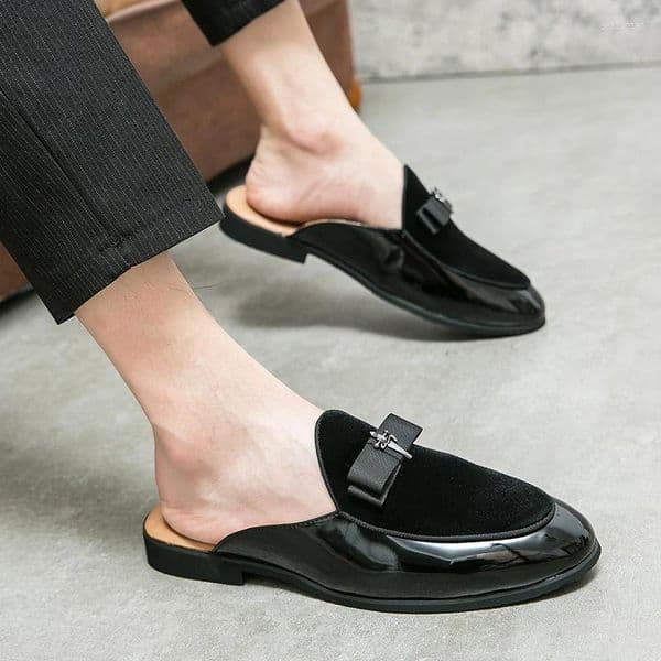 Casual Shoes Half For Men Leather Summer Man Mules Semi-Drag Male Slides Fashion Loafers Slipper Large Plus Big Size