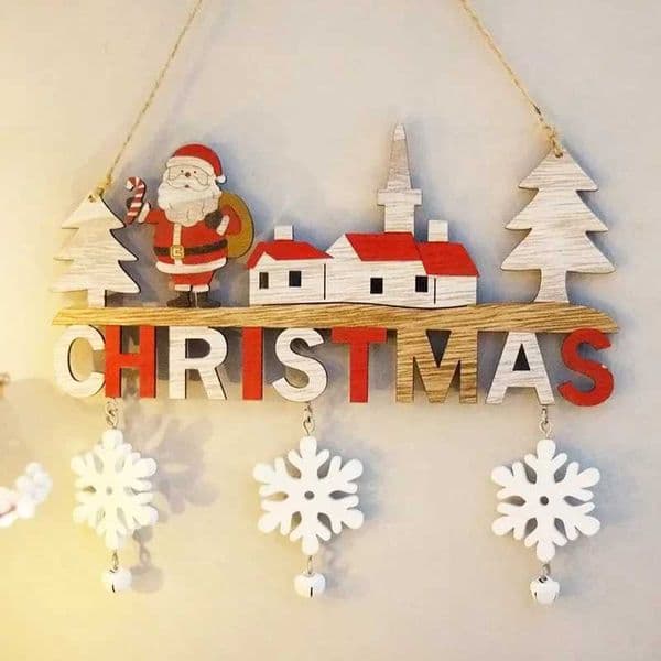 2024 Wooden Christmas Pendants Door Wall Xmas Decor Christmas Tree Hanging Ornaments Happy New Year 2025 Naviidad Decor For HomeXJ241107