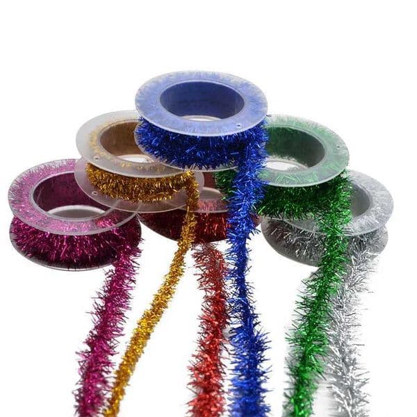 2M Gold Silver Wire Garland Tinsel Hanging Rattan Christmas Tree Ornament Decoration Xmas Wedding Birthday Party Colorful RibbonXJ241107