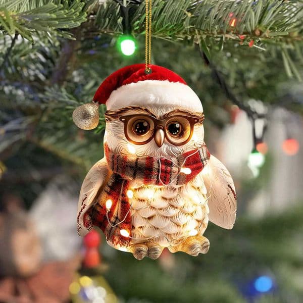 Cute animal pendant acrylic flat decoration Christmas decoration Mini decoration Owl keychain decoration Car garland beads loose W241029