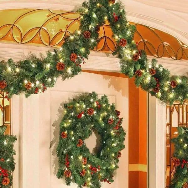 Christmas LED Rattan Garland Decoration Christmas Garland Artificial Christmas Tree Rattan Banner Decoration New Year Decoration W241029