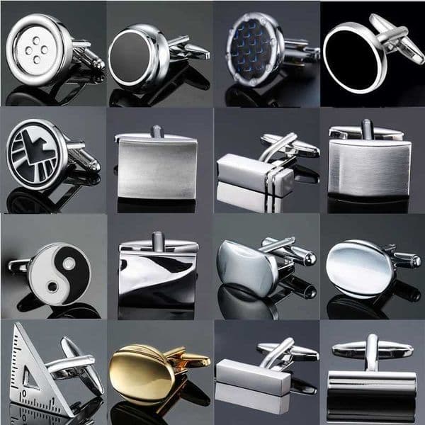 Classic design mens French shirt cuff buttons high-quality copper silver metal black enamel cufflinks W241109