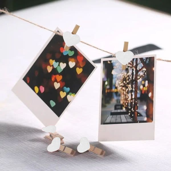 100pcs Wood Mini Clip Reusable Photo Clamp Multifunctional DIY Craft Heart Wooden Clip Paper Photo Wall Clamp Clothes Peg Hanger