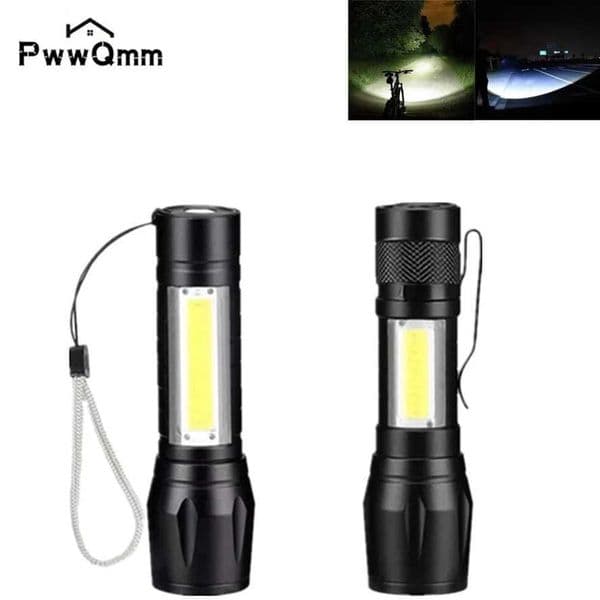 PwwQmm Portable USB LED Flashlight XPE COB Flashlight with 3 Modes Rechargeable Zoom Flashlight Light Waterproof Camping LightLX241109