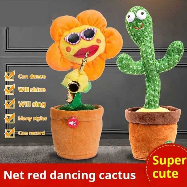 New Dance Twisted Cactus Toy Boy and Girl Baby Who Can Learn to Speak Baby Boomer Racing Sound Recording Doll Fun W241109