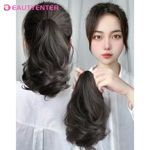 BEAUTYCODE Synthetic Straight Long Wig Hair Ponytail Grab clip Pony Tail For Woman Fake Hairpiece For Black Women