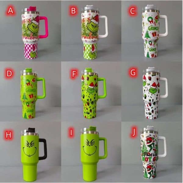 Christmas Grinch 40Oz Car Handle Ice Bullion 304 Stainless Steel Vacuum Cup